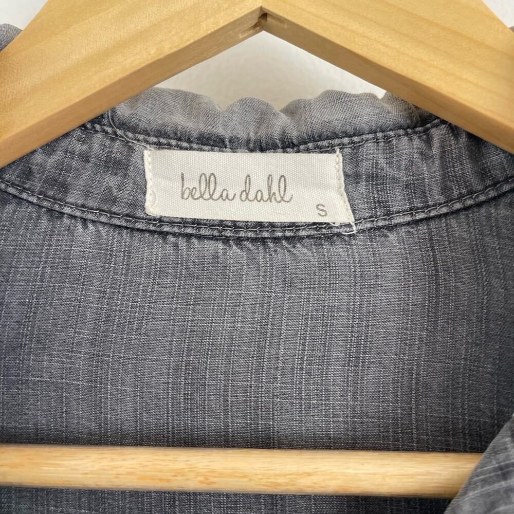 Bella Dahl - Tencel Super Soft Washed Out Gray Long Sleeve Button-Up Shirt - Picture 3 of 6